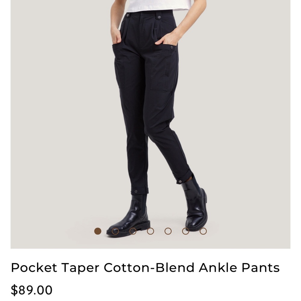 Pocket Taper Cotton-Blend Ankle Pants - Black